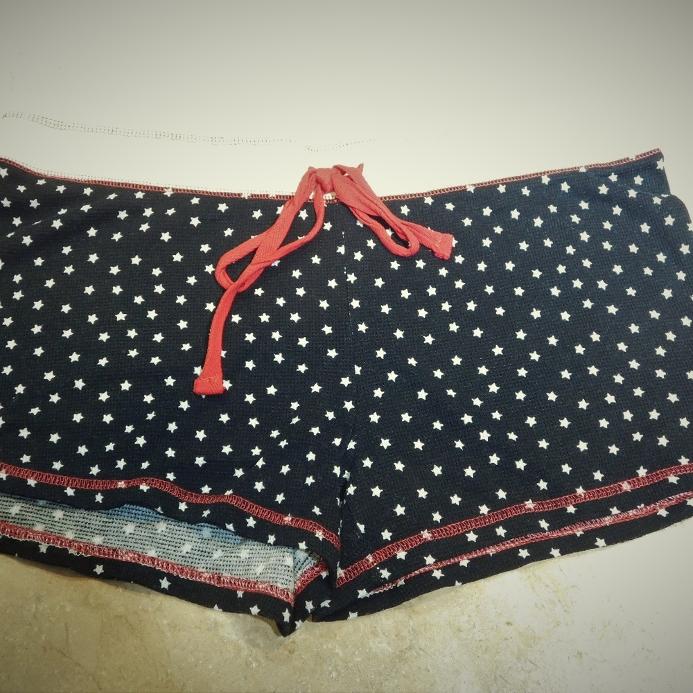 PJ Salvage Black w Stars Waffled Sleep Shorts M